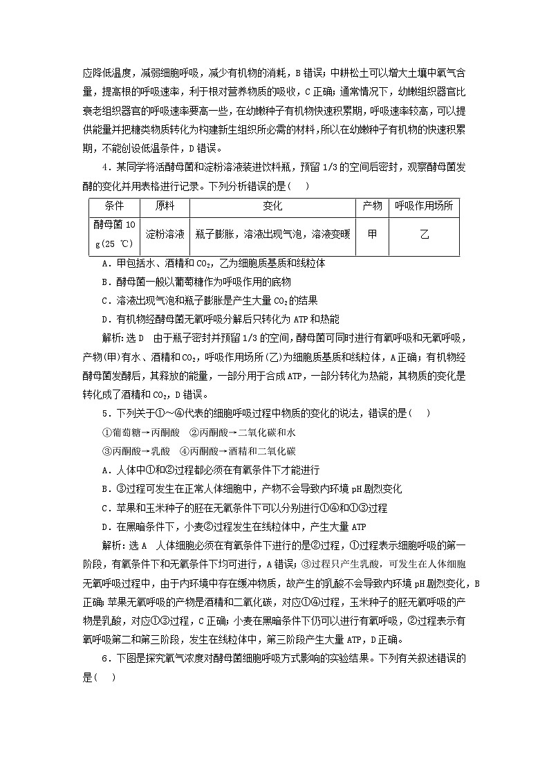 2024届高考生物一轮总复习课时验收评价十细胞呼吸的原理和应用第2页