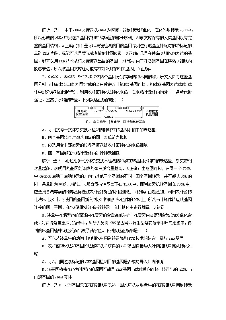 2024届高考生物一轮总复习课时验收评价五十二全面落实“基因工程及生物技术的安全性与伦理问题”的主干知识第3页
