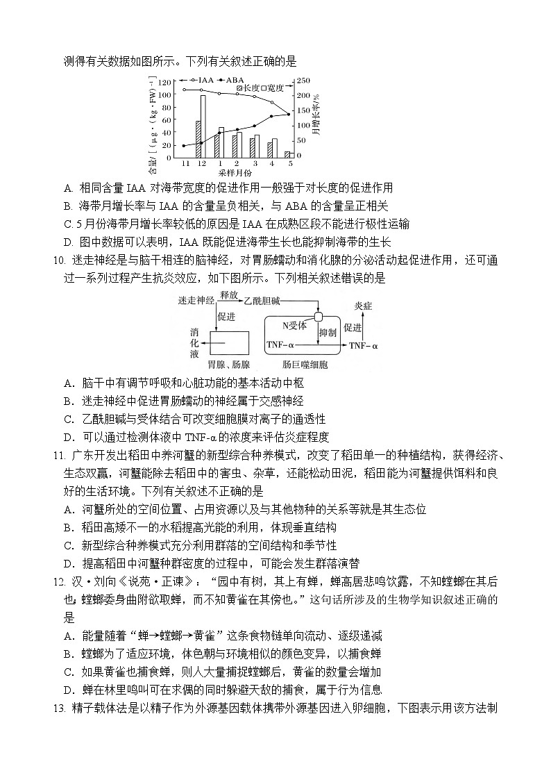 广东省东莞实验中学2022-2023学年高三上学期期末教学质量检查生物试题03