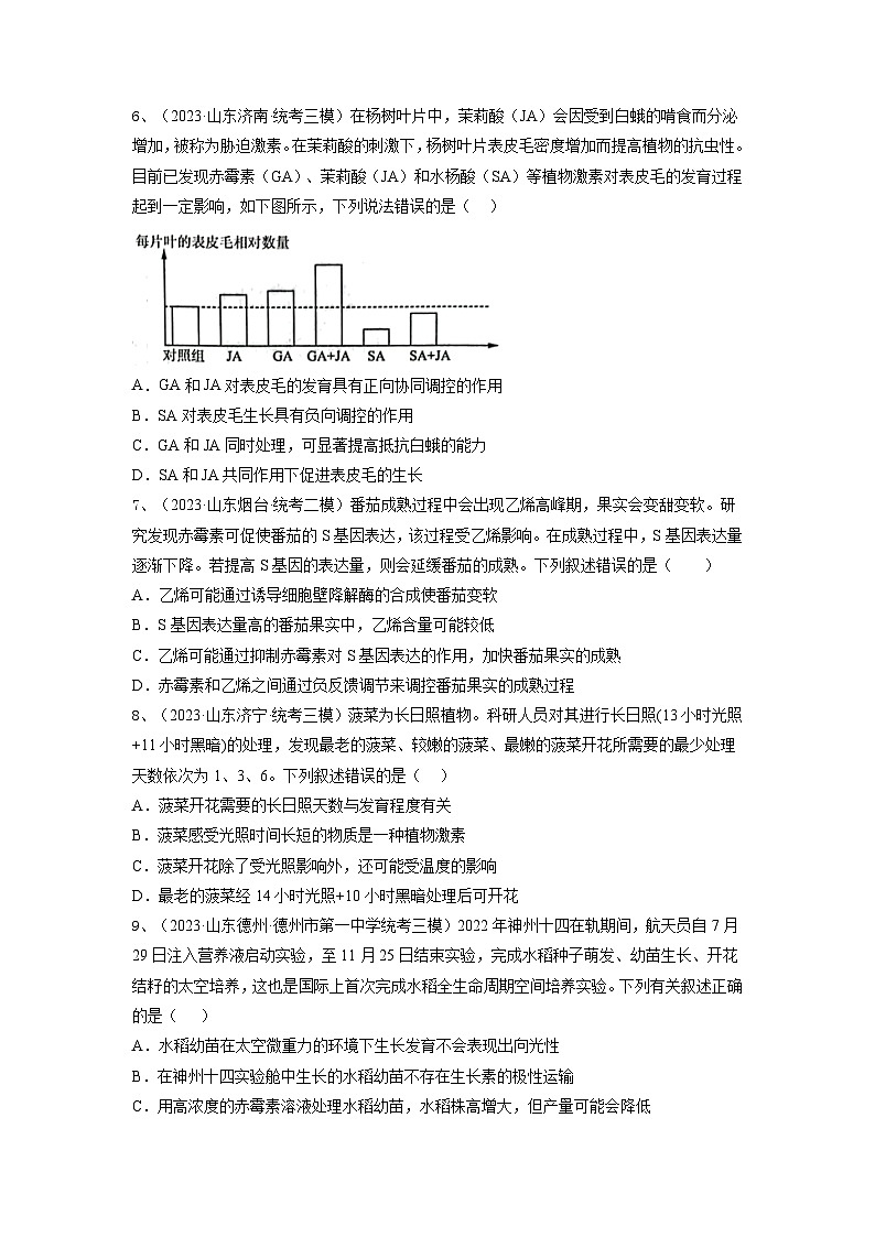 专题27 植物生命活动的调节（精练）-备战2024年高考生物一轮复习串讲精练（新高考专用）（原卷版）第3页