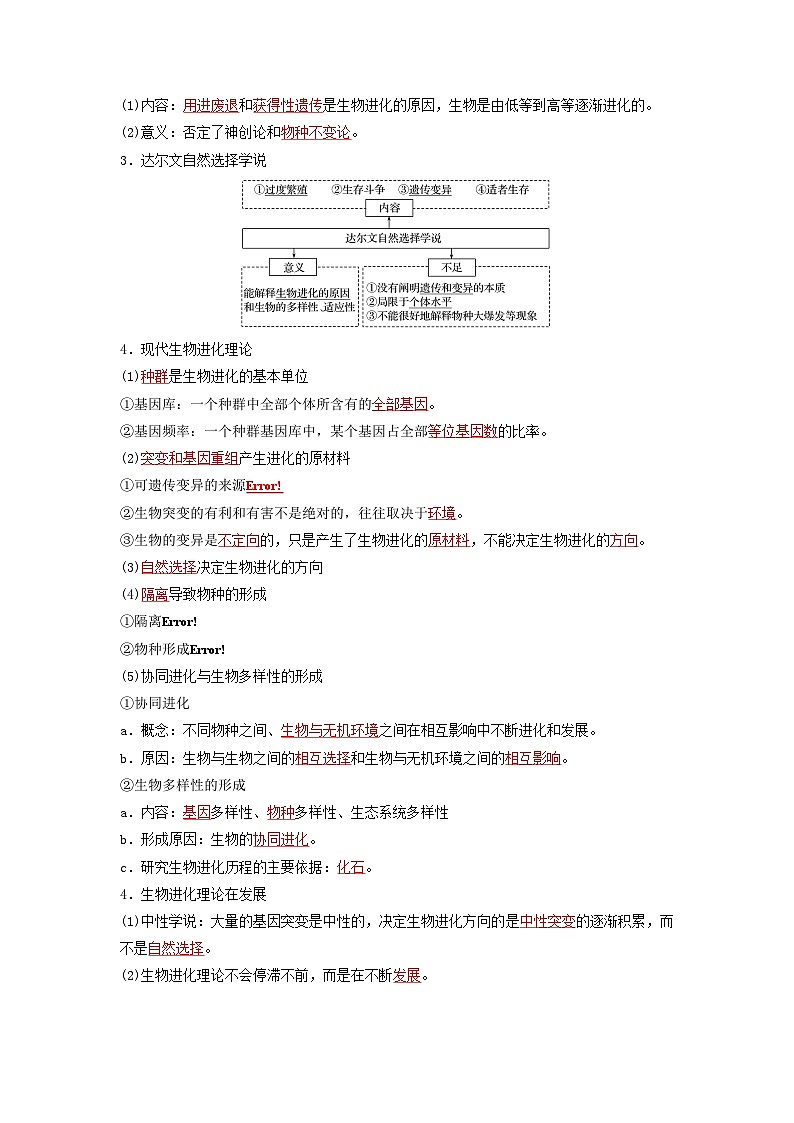 专题22 生物的进化（串讲）-备战2024年高考生物一轮复习串讲精练（新高考专用）（解析版）02