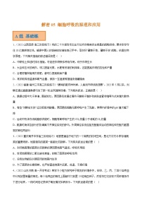 解密05 细胞呼吸的原理和应用（分层训练）-【高频考点解密】2023年高考生物二轮复习讲义+分层训练（新教材）（原卷版）