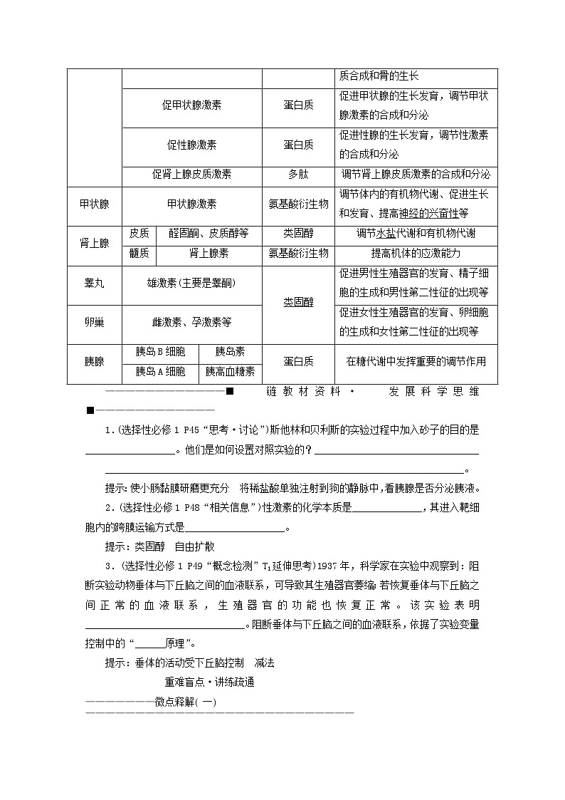 2024届高考生物一轮总复习第八单元动物生命活动的调节第3讲体液调节教师用书第3页