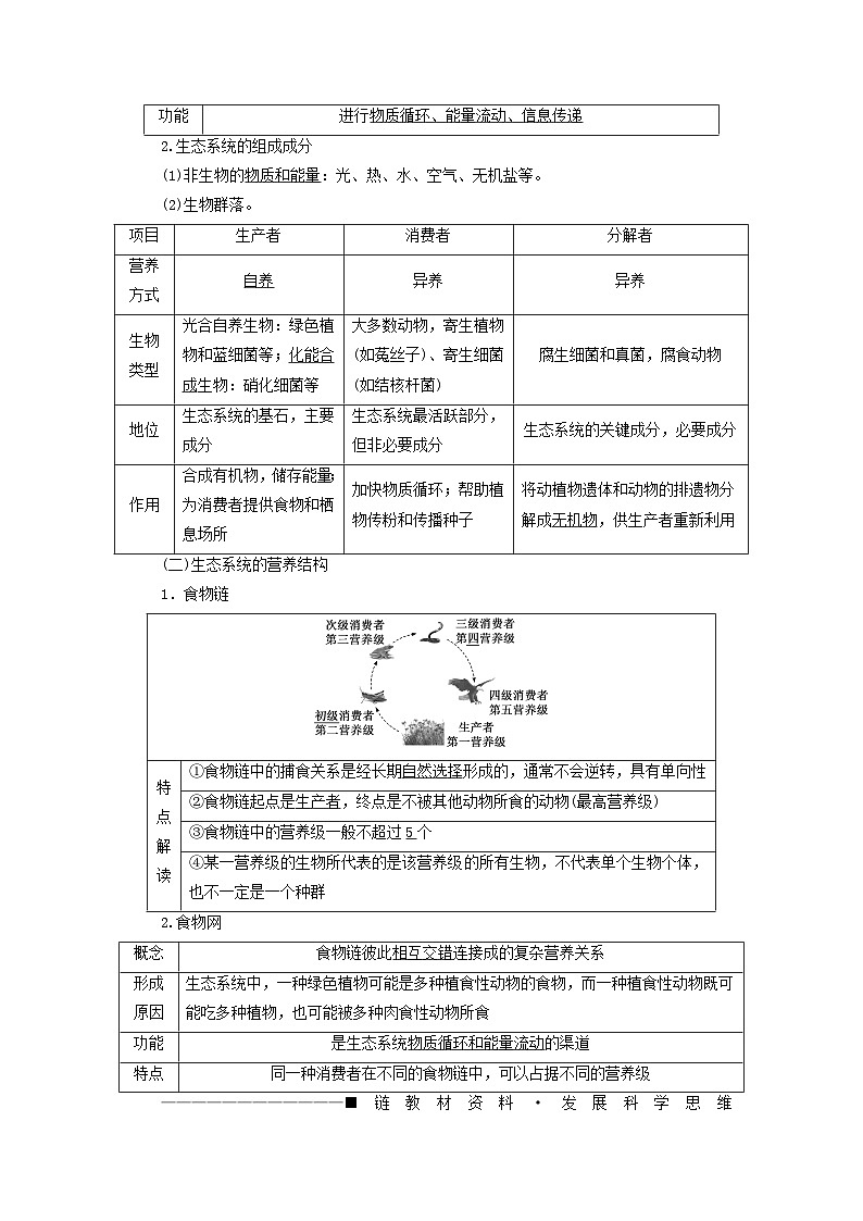 2024届高考生物一轮总复习第十一单元生态系统及人类与环境第1讲生态系统的结构和能量流动教师用书02