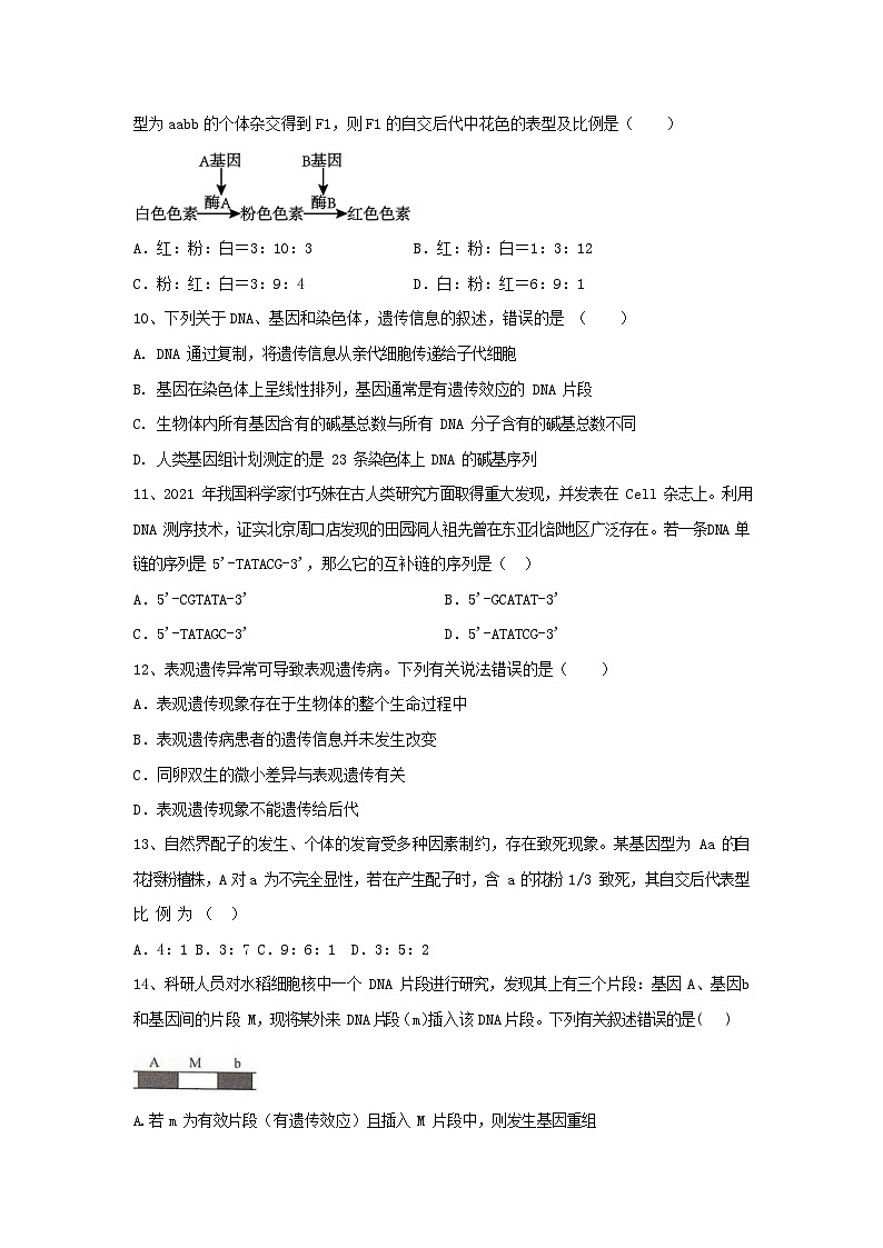 四川省凉山州宁南中学2023-2024学年高二上学期开学考试生物试题03