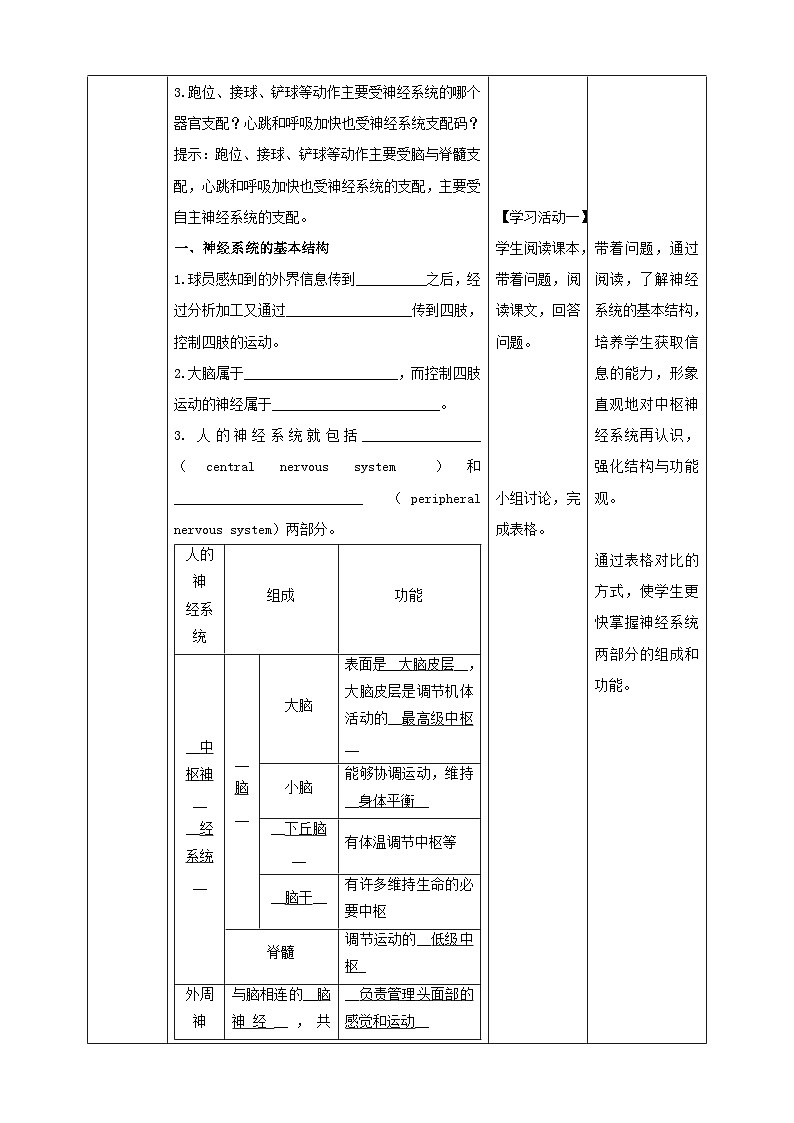 2.1神经调节的结构基础教案高中生物2023—2024年新人教版选择性必修1第2页