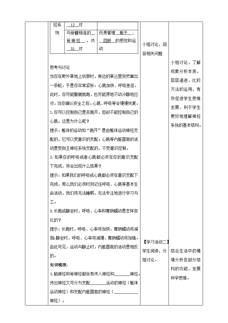 2.1神经调节的结构基础教案高中生物2023—2024年新人教版选择性必修1第3页