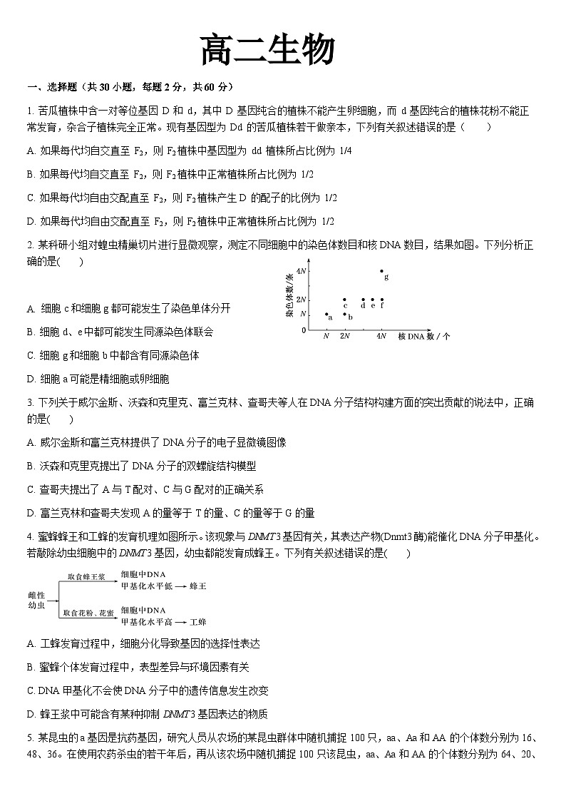 吉林省通化市梅河口市第五中学2023-2024学年高二上学期开学生物试题01