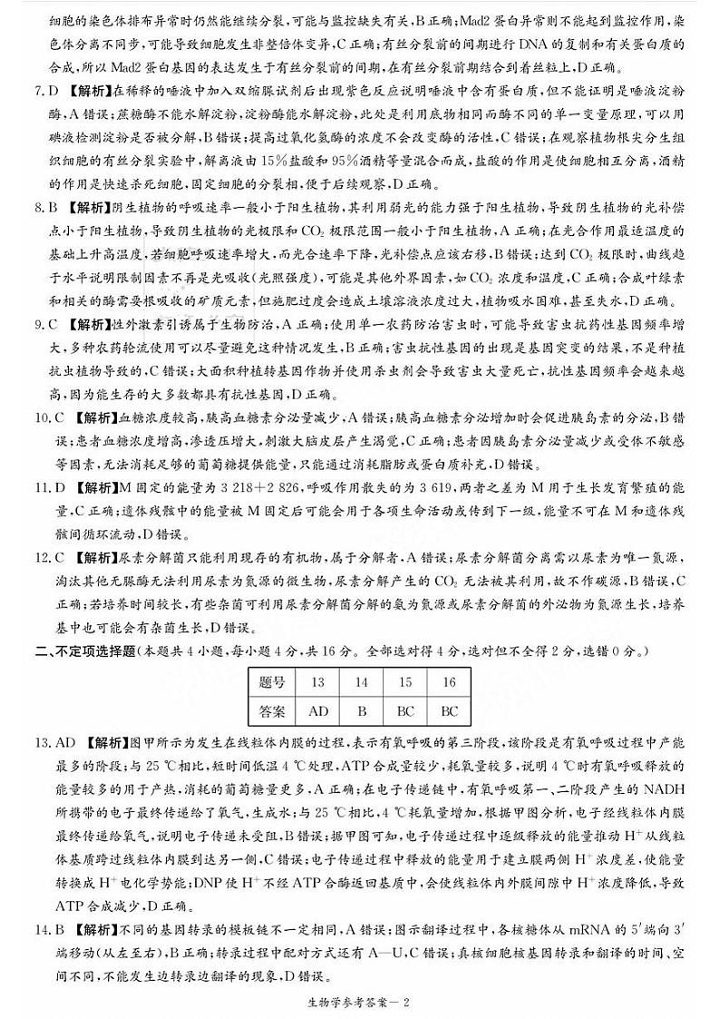 2024湖南省炎德英才大联考高三上学期第一次质量检测生物PDF版含解析02