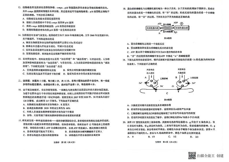 2024鞍山高三上学期第一次质量监测（8月）生物PDF版含答案02