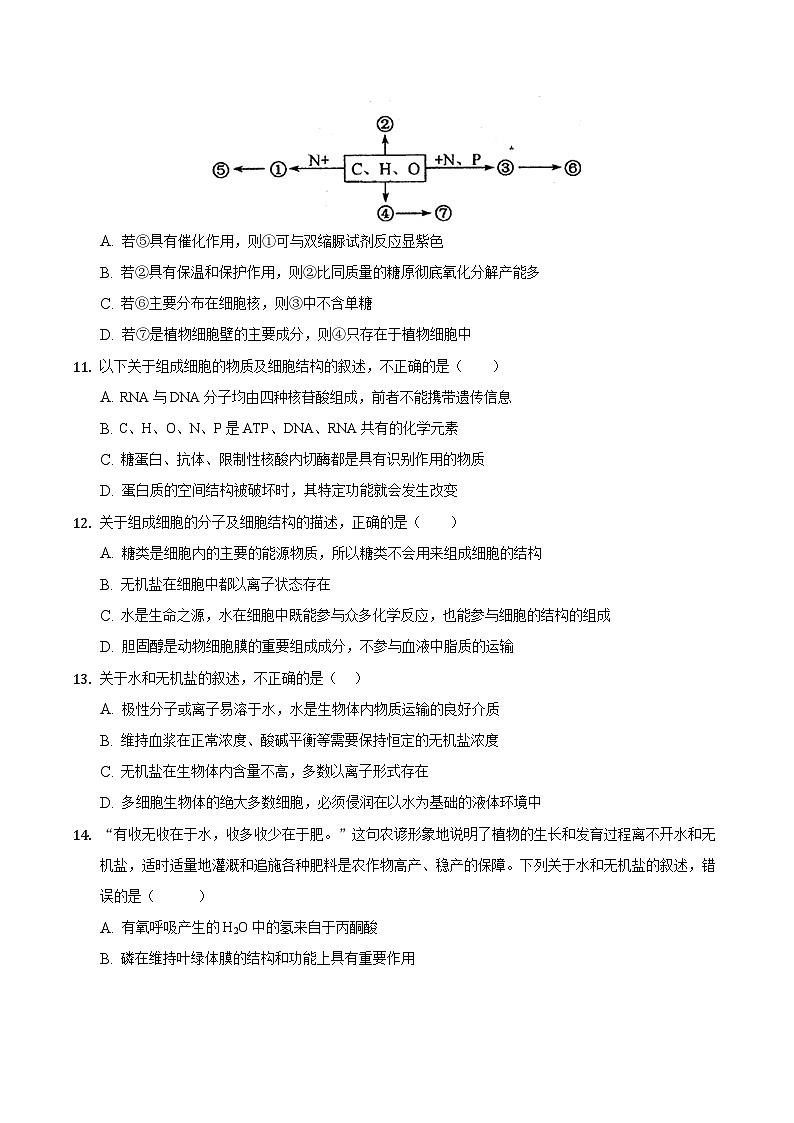 安徽省定远县炉桥中学2021-2022学年高一上学期10月教学质量检测生物【试卷+答案】03