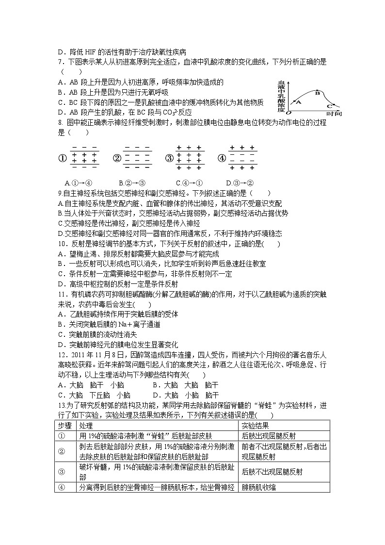 福建省邵武市第七中学2021-2022学年高二上学期期中考试生物【试卷+答案】02
