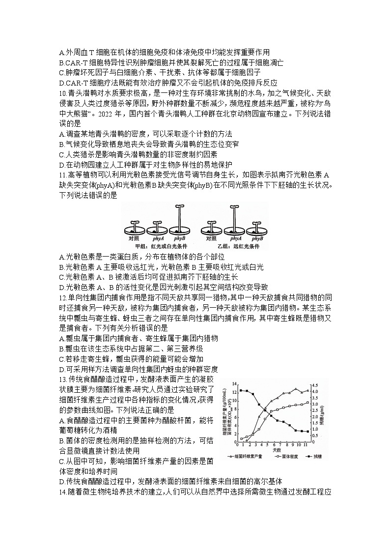 山东省青岛市2023-2024学年高三上学期期初调研检测生物试题第3页