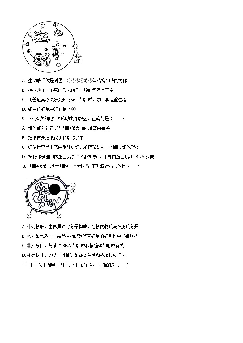 四川省成都市石室中学2023-2024学年高三上学期开学生物试题03