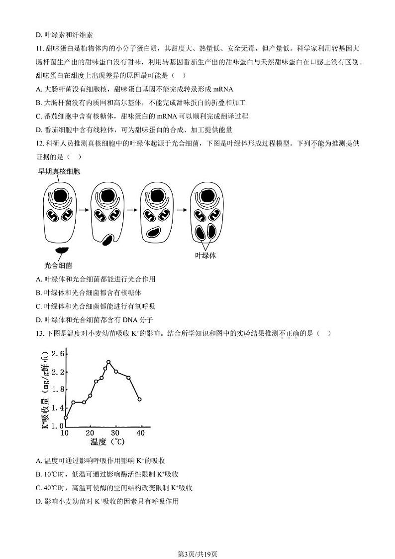 2022-2023学年北京顺义区高二下学期期末生物试题及答案03