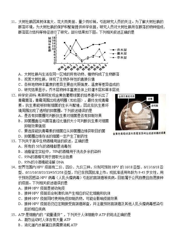 浙江省A9协作体2023-2024学年高三生物上学期暑假开学第一次联考试题（Word版附答案）03