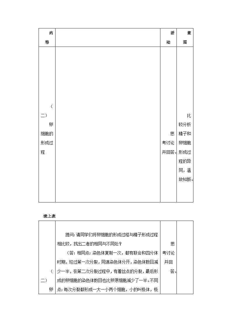 高中生物人教版必修二 第二章基因和染色体的关系2.1减数分裂和受精作用A2教案第2页