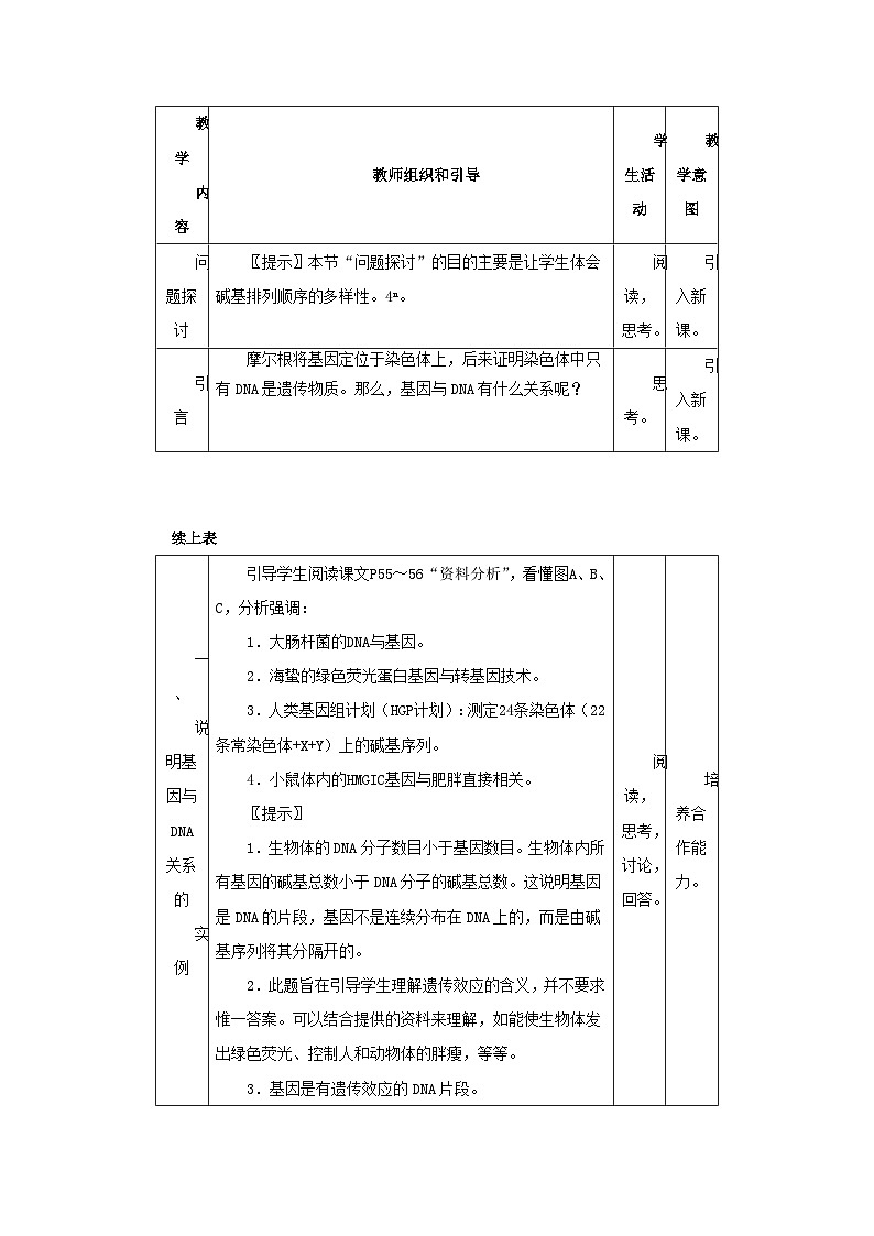 高中生物人教版必修二 第三章基因的本质3.4基因是有遗传效应的DNA片段A教案02