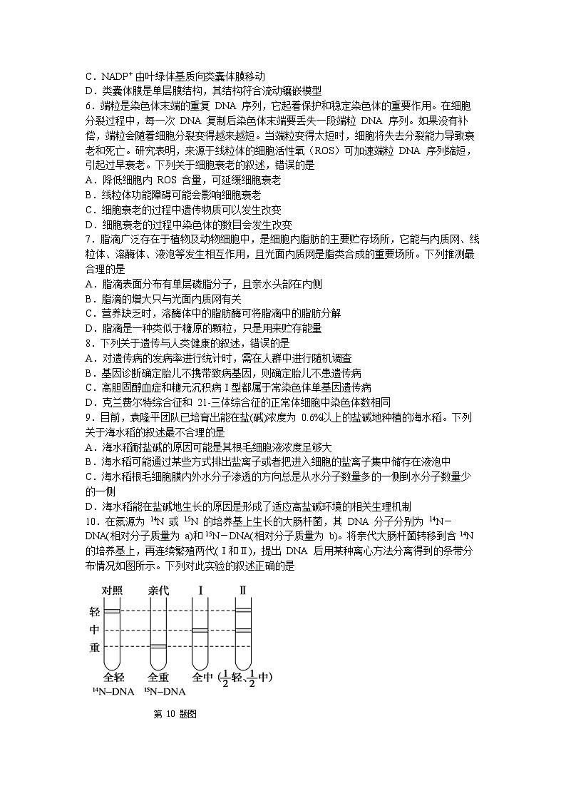 浙江省七彩阳光高考联盟2023-2024学年高二生物上学期开学联考试题（Word版附答案）02