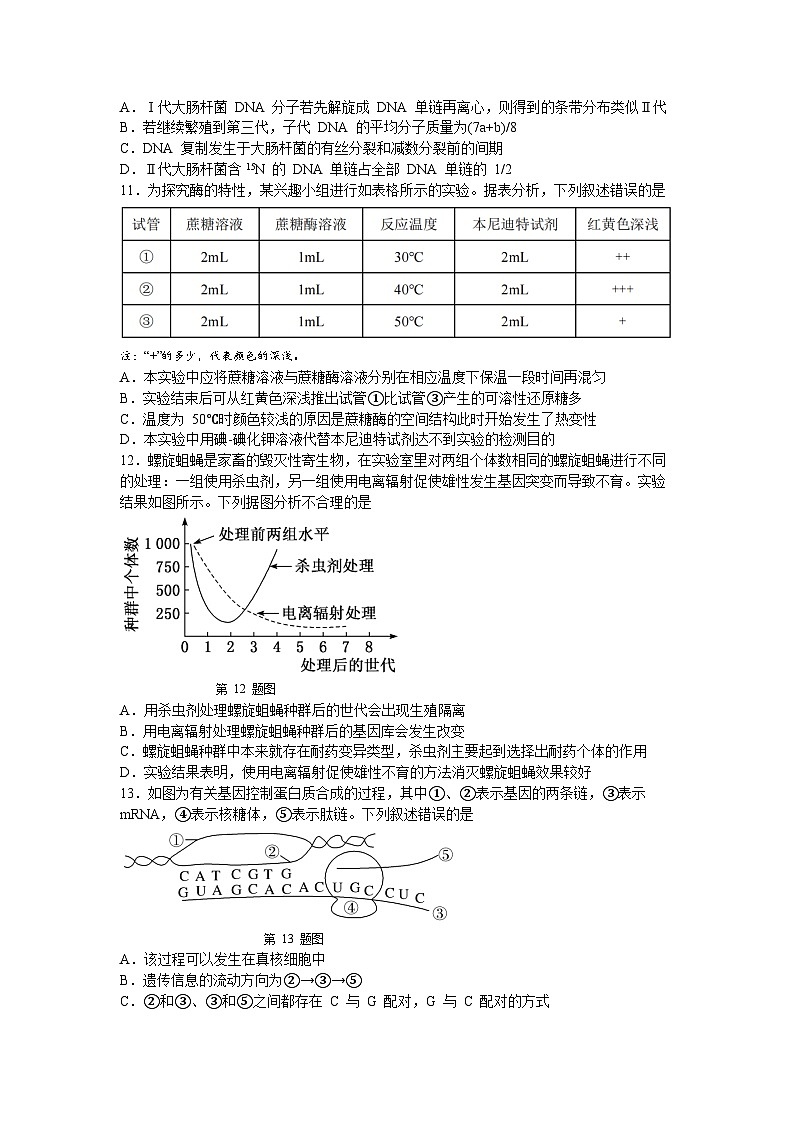 浙江省七彩阳光高考联盟2023-2024学年高二生物上学期开学联考试题（Word版附答案）03