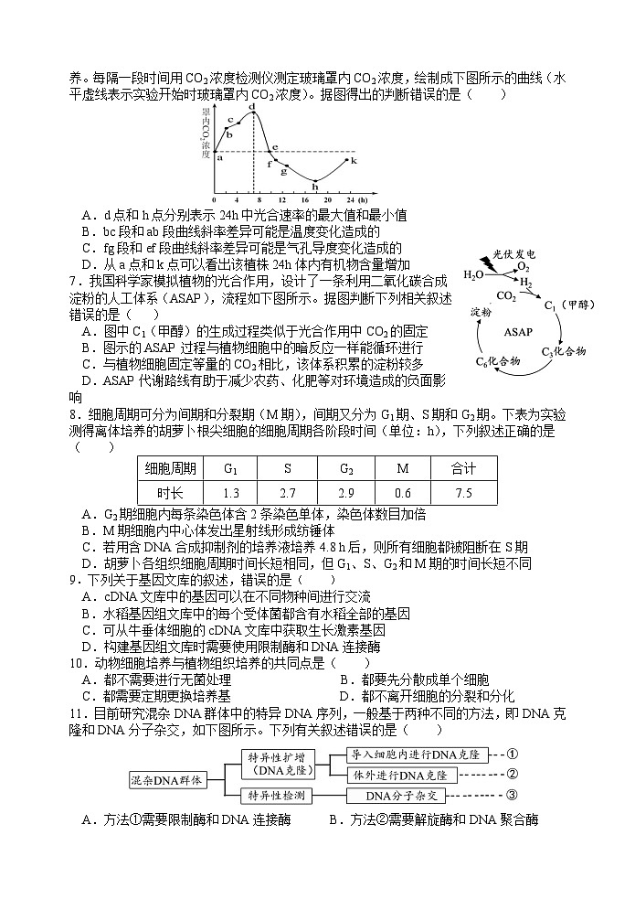 2024扬州中学高三上学期开学考试生物试题含答案02