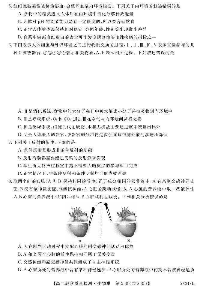 _生物｜河南省豫北名校2024届高二上学期9月教学质量检测备考生物试卷及答案02