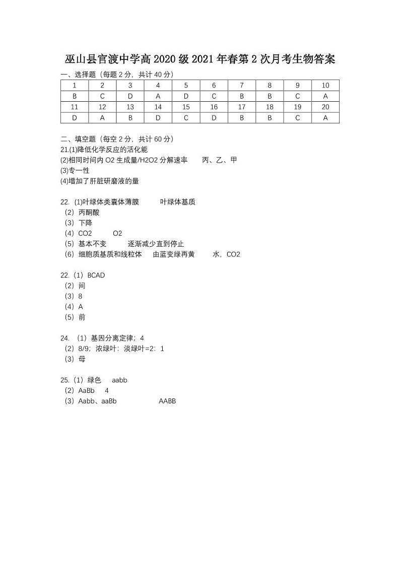 生物参考答案第1页