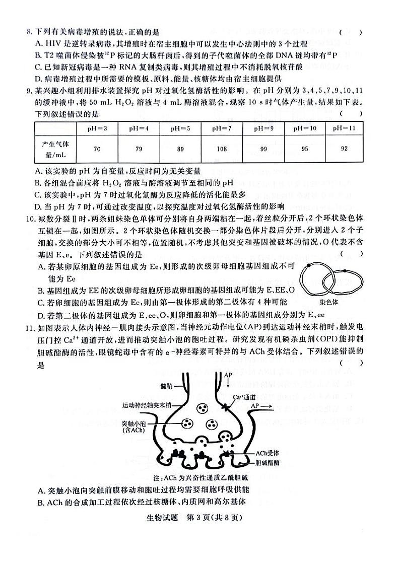 河南省青桐鸣2023-2024学年高三上学期9月月考生物第3页