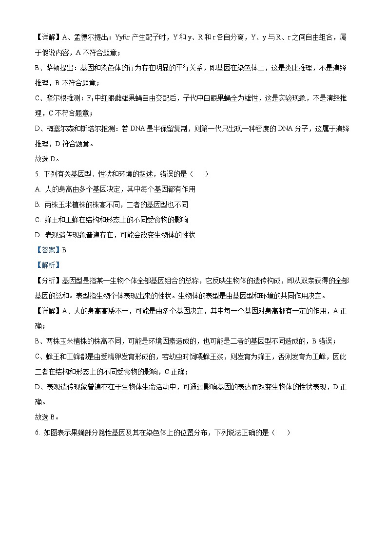 2024绵阳南山中学高二上学期开学考试生物试题含解析03