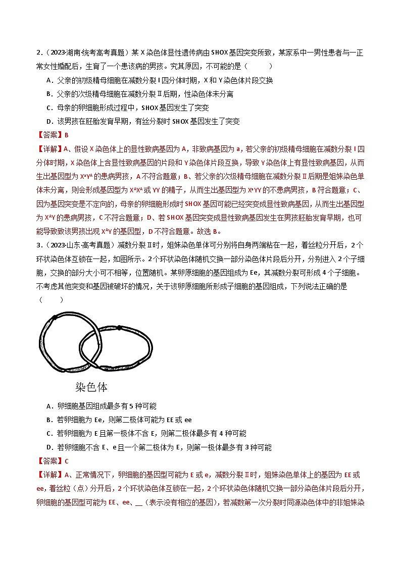 专题08 有丝分裂和减数分裂- 十年（2014-2023）高考生物真题分项汇编（全国通用）02