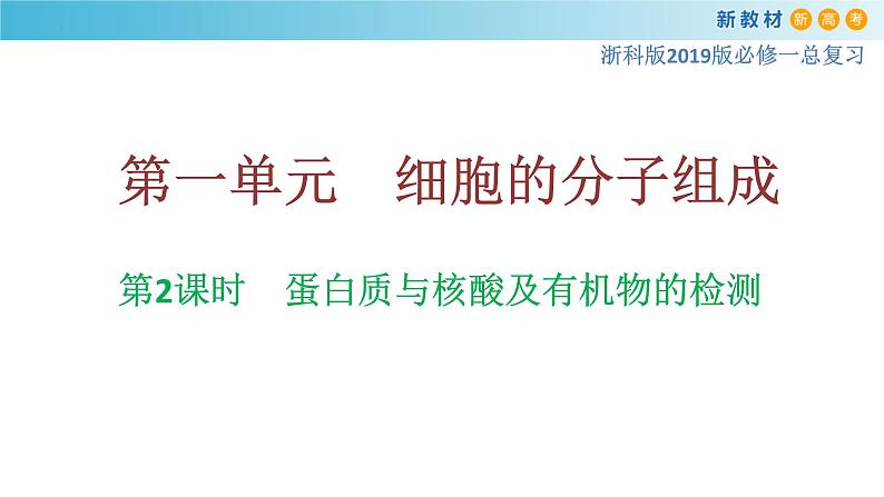 专题2 蛋白质与核酸及有机物的检测-备战2023年高考生物一轮复习全考点精选课件（浙江新教材、新高考专用）第1页