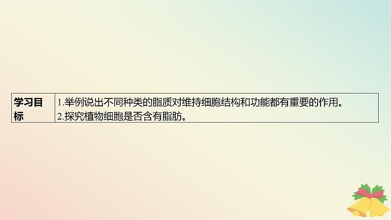 江苏专版2023_2024学年新教材高中生物第一章细胞的分子组成第二节细胞中的糖类和脂质第二课时脂质在维持细胞结构和功能中的作用课件苏教版必修103