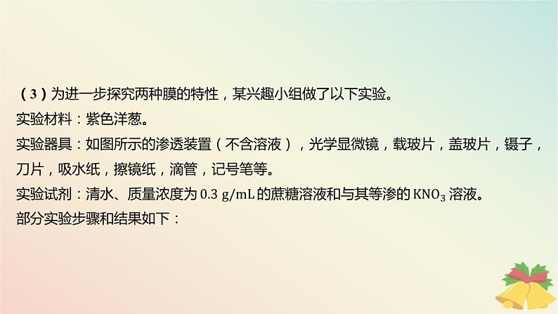 江苏专版2023_2024学年新教材高中生物第二章细胞的结构和生命活动第三节物质进出细胞的运输方式第一课时细胞质膜具有选择透过性分层作业课件苏教版必修1第6页