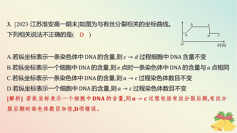 江苏专版2023_2024学年新教材高中生物第四章细胞增殖分化衰老和死亡微专题四与有丝分裂过程相关的图像和曲线分析分层作业课件苏教版必修1第5页