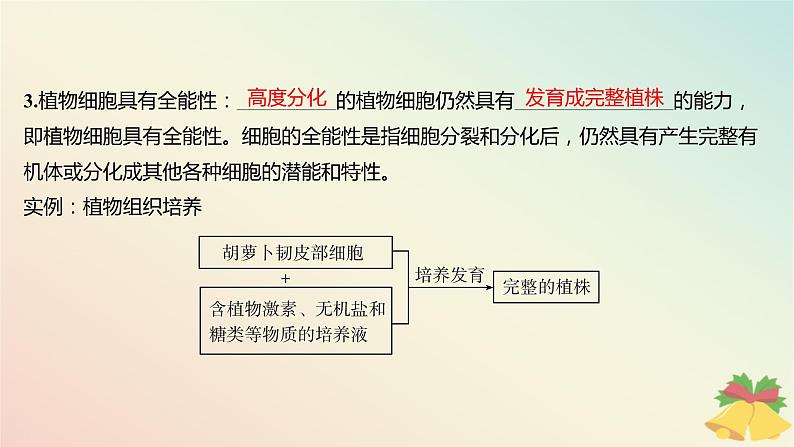 江苏专版2023_2024学年新教材高中生物第四章细胞增殖分化衰老和死亡第二节细胞分化衰老和死亡第一课时细胞分化和细胞全能性课件苏教版必修108