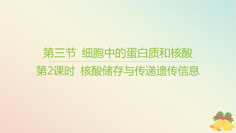 江苏专版2023_2024学年新教材高中生物第一章细胞的分子组成第三节细胞中的蛋白质和核酸第二课时核酸储存与传递遗传信息课件苏教版必修101