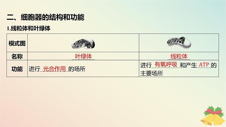 江苏专版2023_2024学年新教材高中生物第二章细胞的结构和生命活动第二节细胞__生命活动的基本单位第二课时结构与功能独特的细胞器课件苏教版必修106