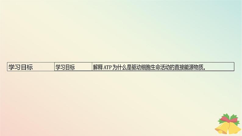 江苏专版2023_2024学年新教材高中生物第三章细胞中能量的转换和利用第一节生命活动需要酶和能源物质第三课时ATP是驱动细胞生命活动的直接能源物质课件苏教版必修103