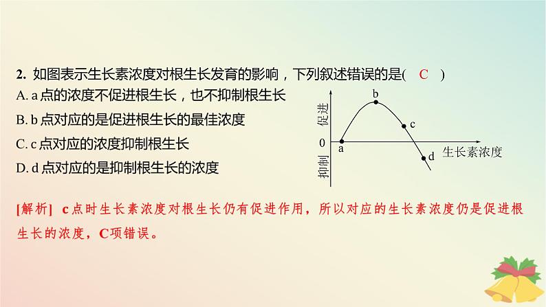 江苏专版2023_2024学年新教材高中生物第四章植物生命活动的调节微专题四生长素生理作用的相关曲线分析和实验设计分层作业课件苏教版选择性必修1第4页