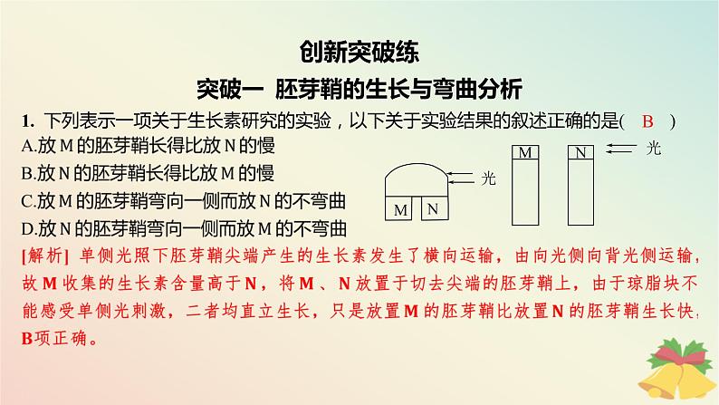 江苏专版2023_2024学年新教材高中生物第四章植物生命活动的调节本章知识网络分层作业课件苏教版选择性必修102