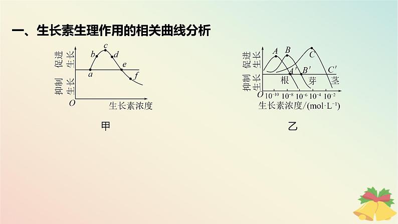 江苏专版2023_2024学年新教材高中生物第四章植物生命活动的调节微专题四生长素生理作用的相关曲线分析和实验设计课件苏教版选择性必修102