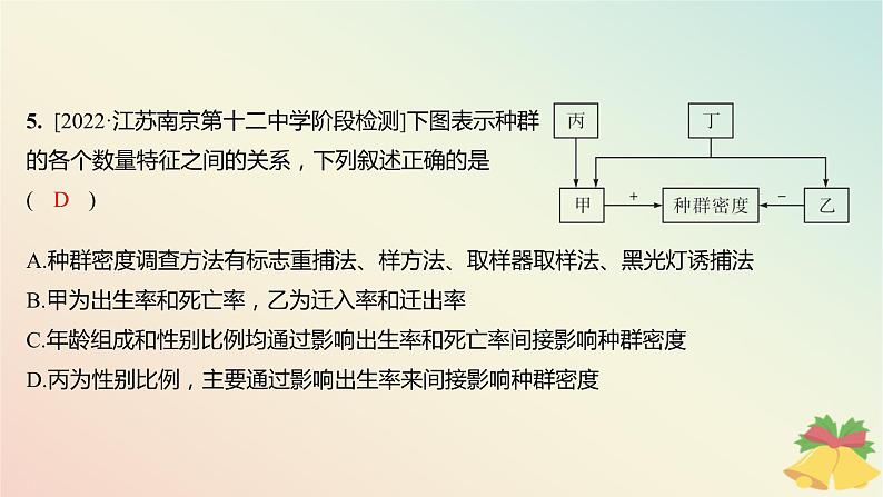 江苏专版2023_2024学年新教材高中生物第一章种群第一节种群的特征第一课时种群特征分层作业课件苏教版选择性必修205