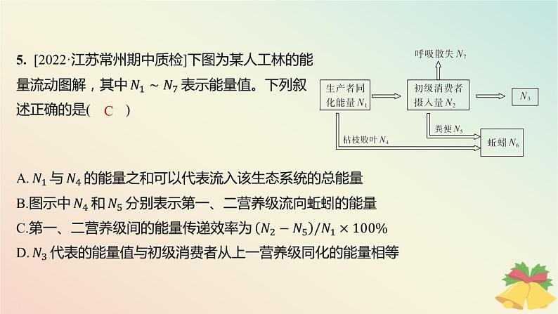 江苏专版2023_2024学年新教材高中生物第三章生态系统微专题一食物链网的构建方法及生态系统中能量流动的相关计算分层作业课件苏教版选择性必修2第5页