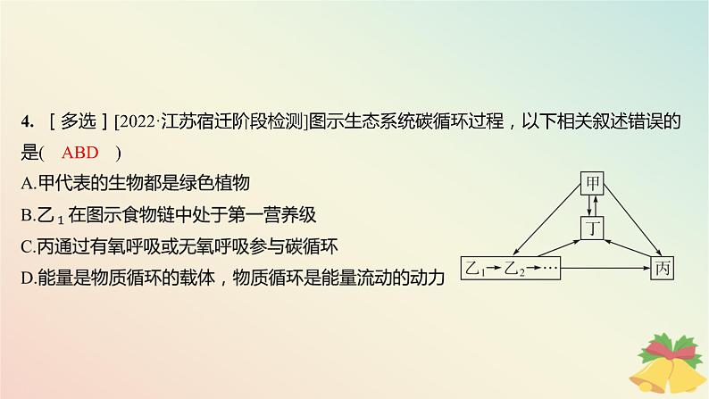 江苏专版2023_2024学年新教材高中生物第三章生态系统第三节生态系统的物质循环分层作业课件苏教版选择性必修205