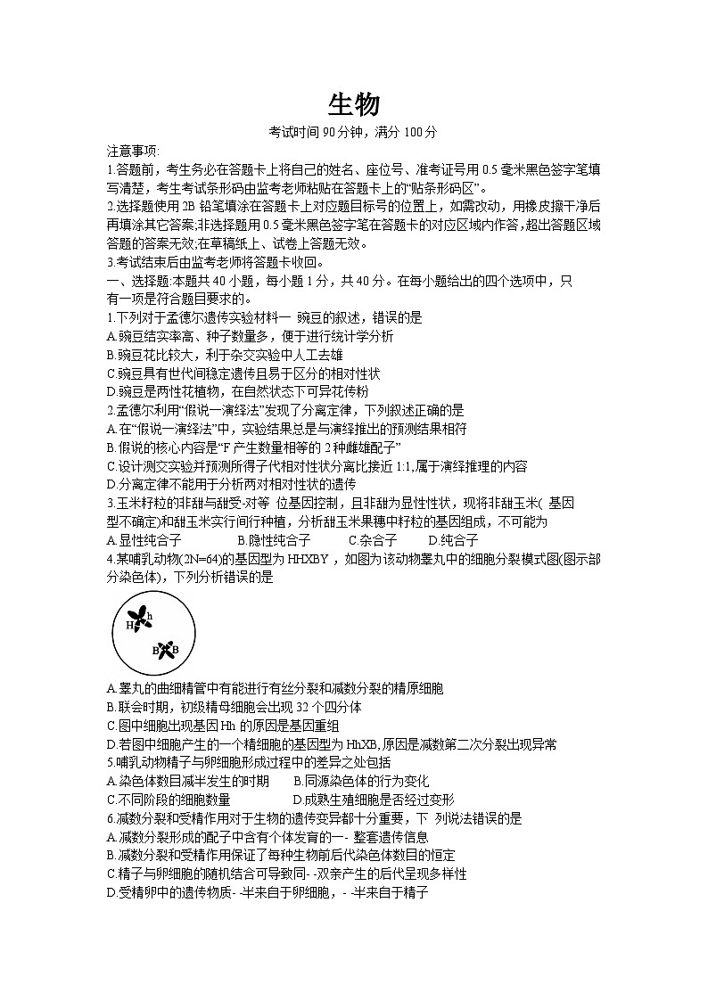 四川省成都东部新区养马高级中学2023-2024学年高二上学期开学考试生物试题01