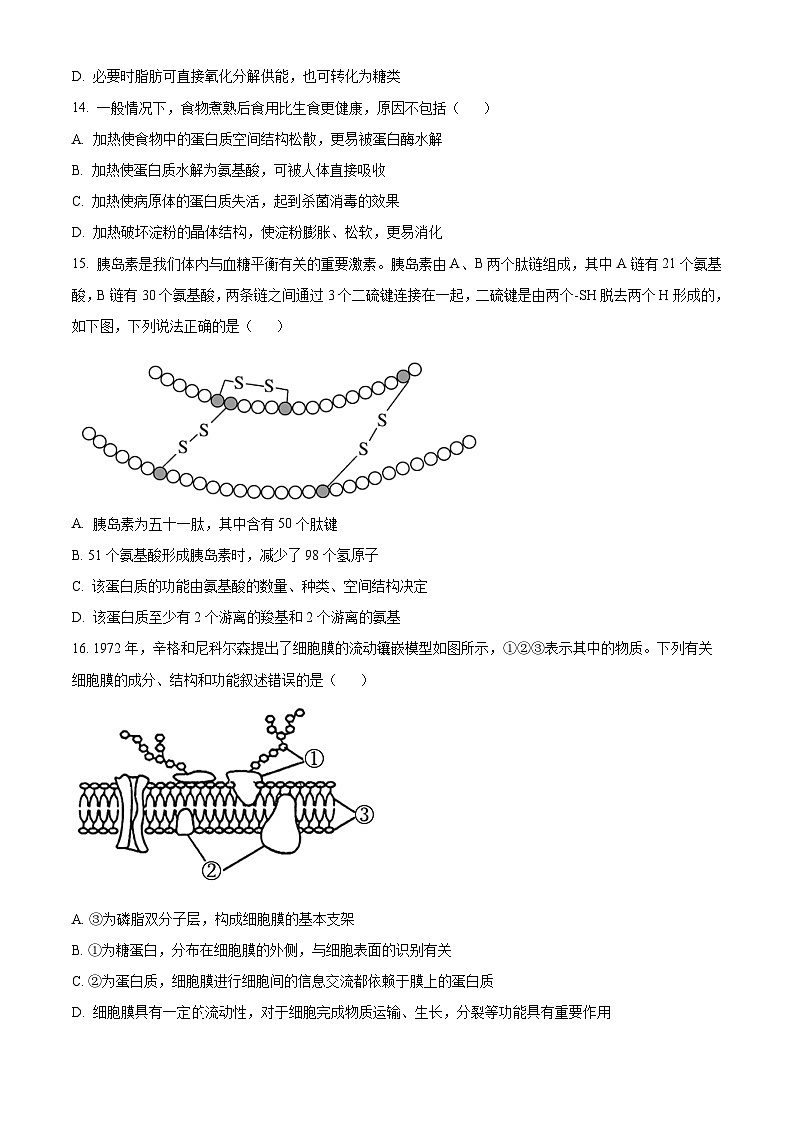 甘肃省武威市凉州区2023-2024学年高三上学期第一次诊断考试生物试题无答案第3页