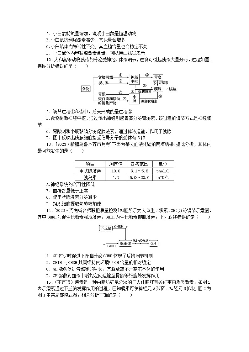 2024版新教材高考生物全程一轮总复习课后定时检测案29激素调节及体液调节与神经调节的关系第3页