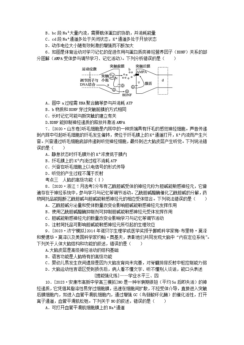 2024版新教材高考生物全程一轮总复习课后定时检测案28神经调节第2页