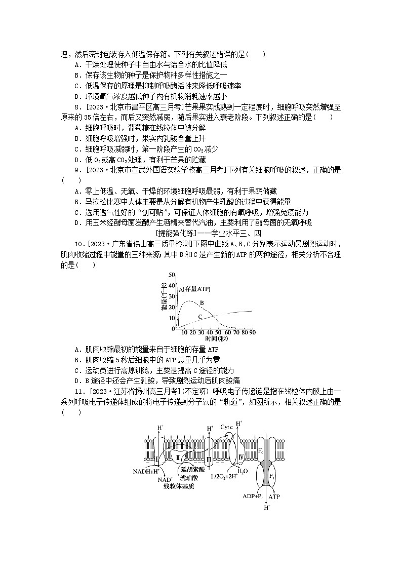 2024版新教材高考生物全程一轮总复习课后定时检测案9细胞呼吸02