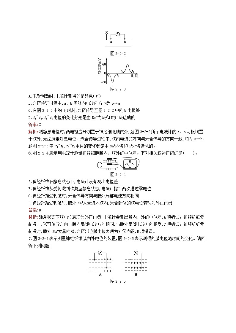 新教材适用2023年高中生物第2章机体稳态的神经调节第二节神经冲动的产生与传导课后习题北师大版选择性必修1第2页